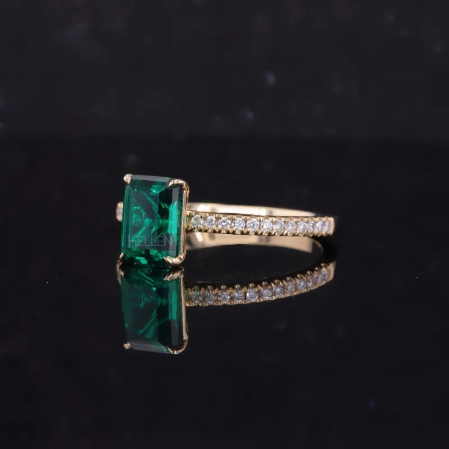 Solitaire Emerald Gemstone & Moissanite Engagement Ring