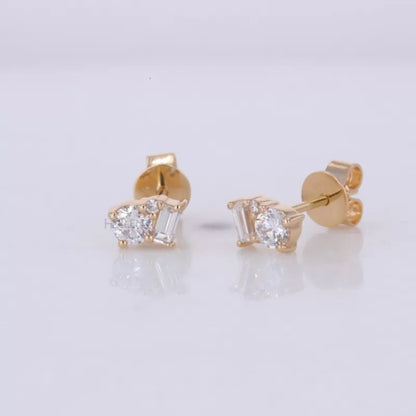 Toi Et Moi style Baguette and Round Studs