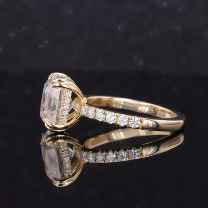 Elongated Cushion Cut Moissanite Solitaire Engagement Ring