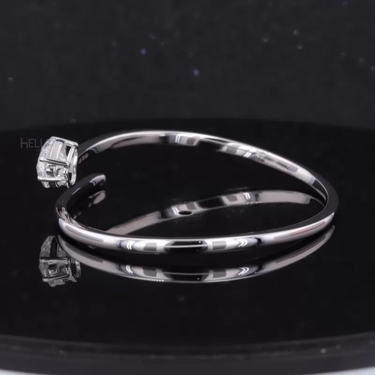 Open Gap Flexible Bracelet with Heart Cut Solitaire Moissanite