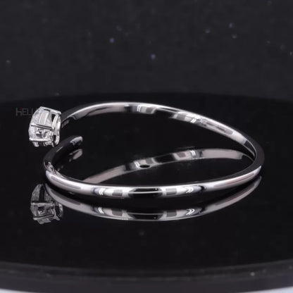 Open Gap Flexible Bracelet with Heart Cut Solitaire Moissanite