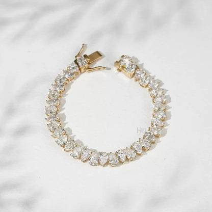 Pear Cut Moissanite 3 Prong Must Have Tennis Bracelet