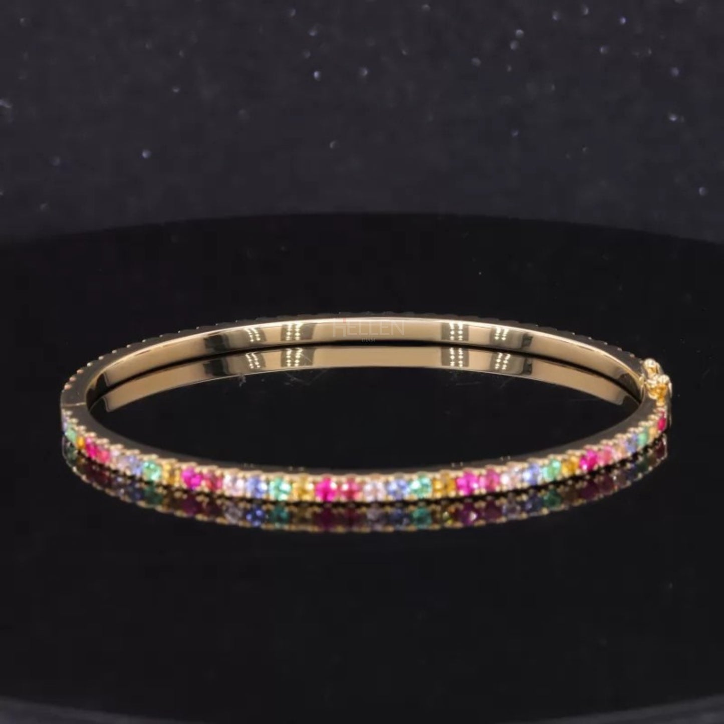 Rainbow Round Cut Gemstone Bracelet -925 Silver