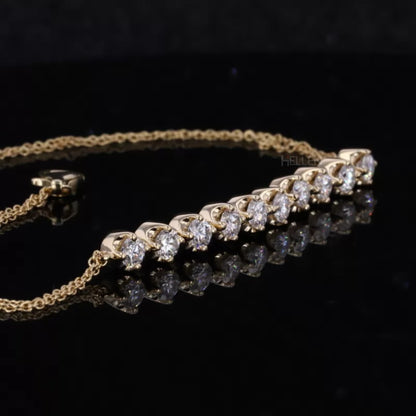 Round Cut Moissanite Chain Loose Bracelet