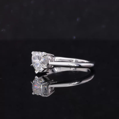 Heart Cut Solitaire Moissanite Claws Prong Sterling 925 Engagement Ring