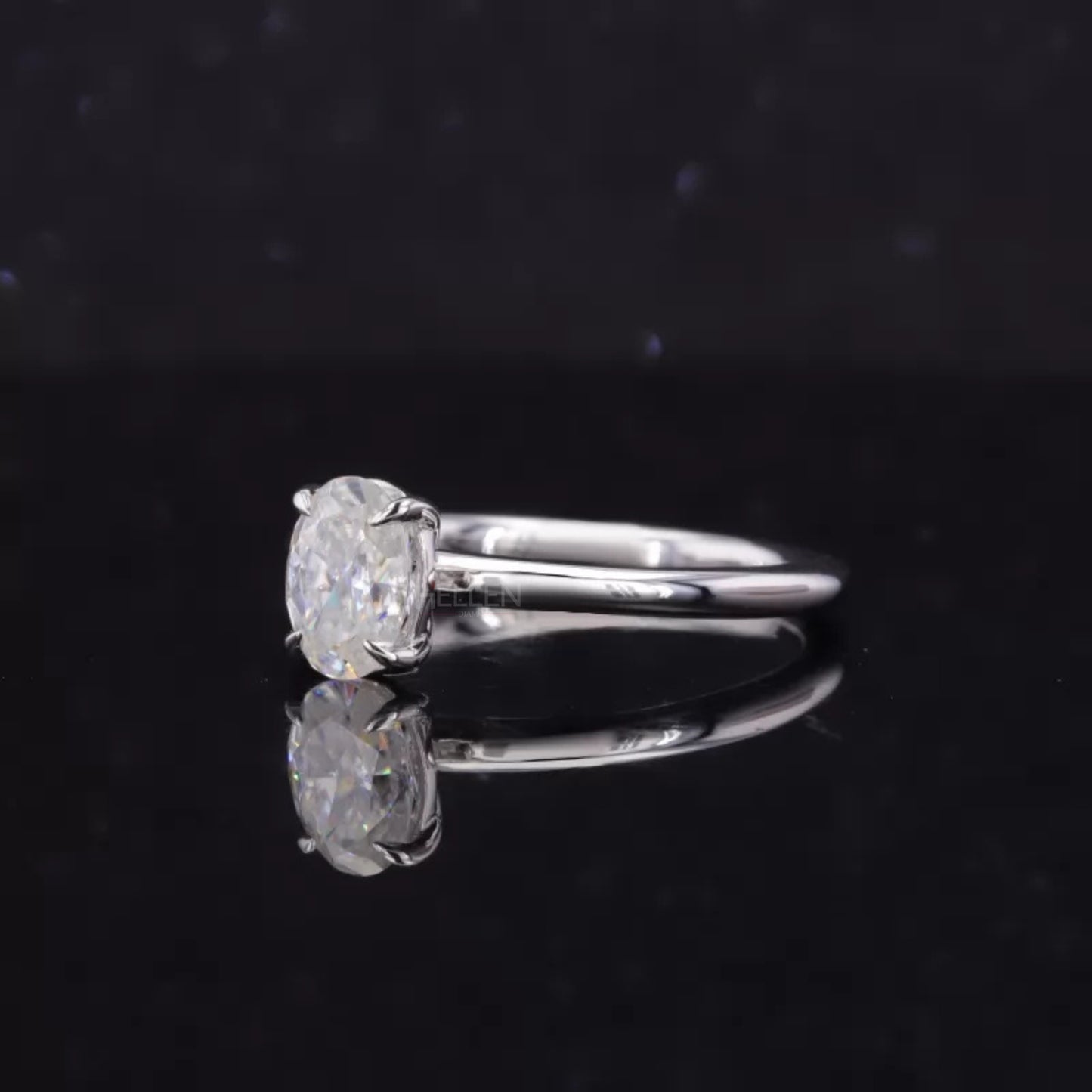 Oval Cut Solitaire Moissanite Tiger Prongs 925 Silver Engagement Ring