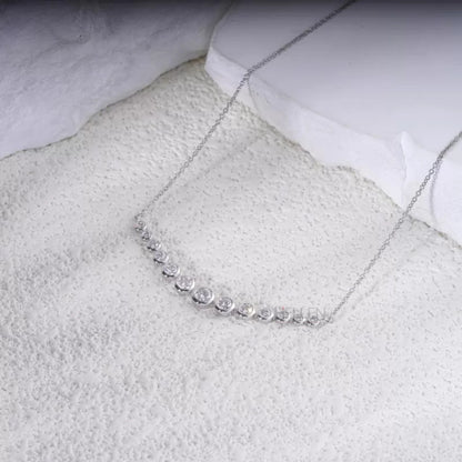Round Cut Bezel Setting Smiley Necklace For Gifting