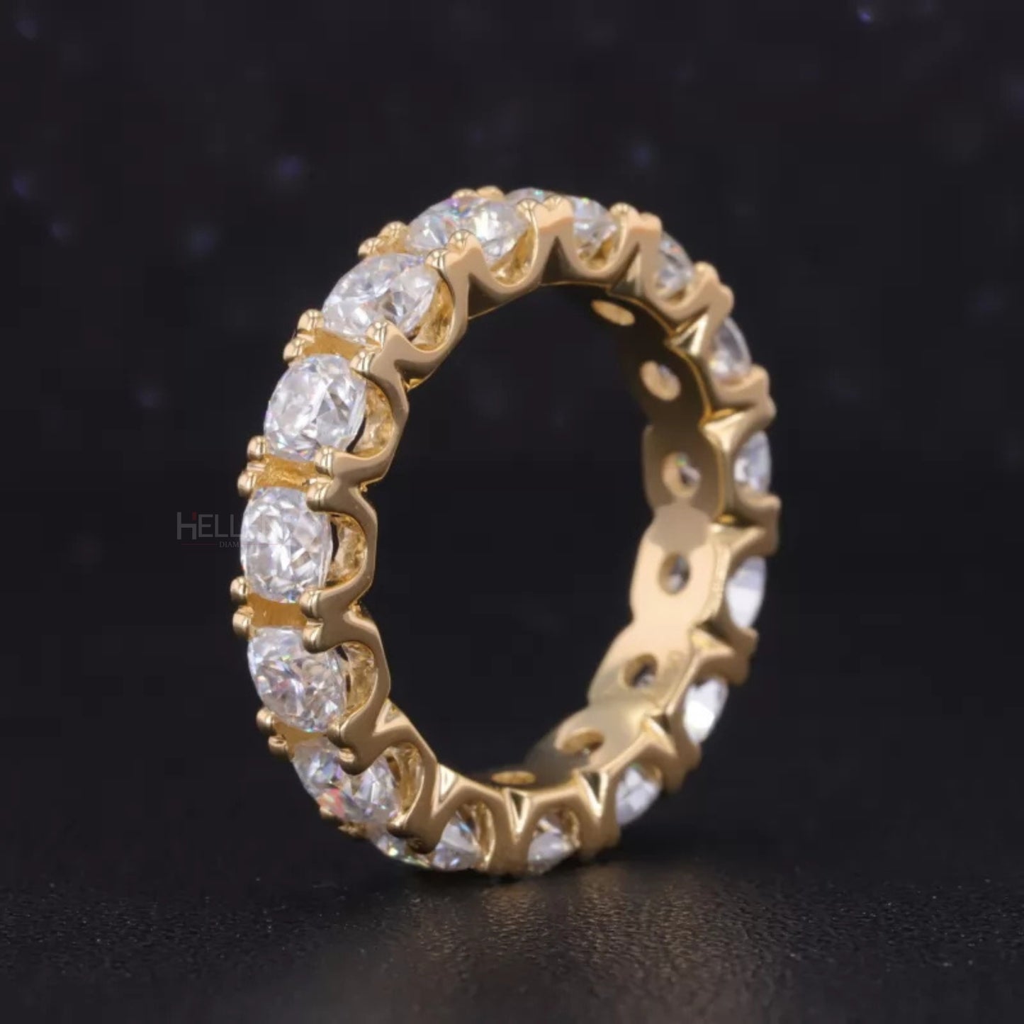 Cushion Cut VVS Moissanite Full Eternity Wedding Band