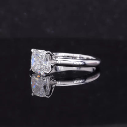 Cushion Cut Colourless Moissanite Solitaire Engagement Ring