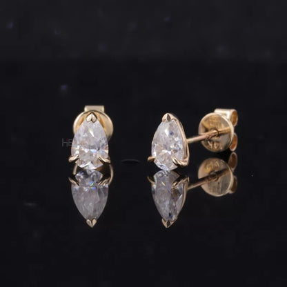 Pear Cut Solitaire Moissanite Studs-Sterling 925 Luxury