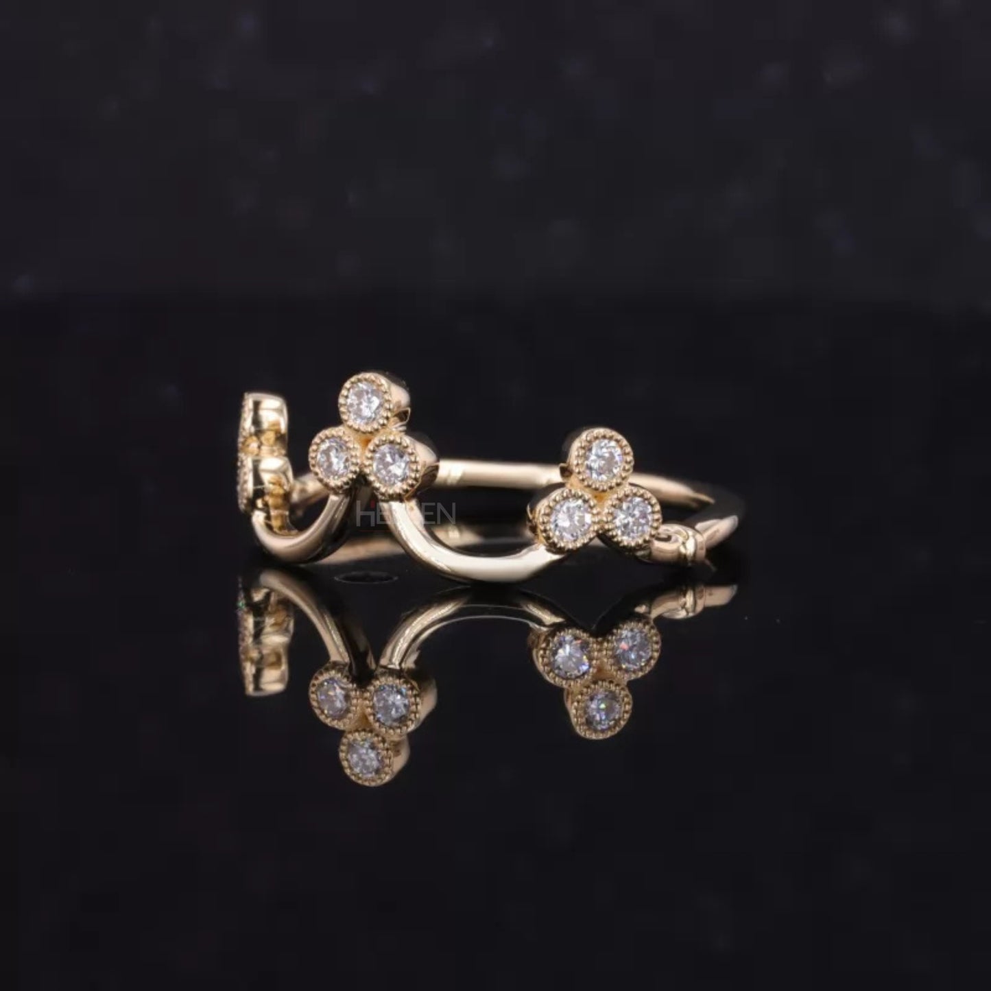 Vintage Crown Inspired Miligrain Wedding Band with Round Diamond