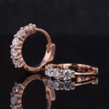 Moissanite Hoop Earrings - Elegant Sterling Silver Huggie Hoops