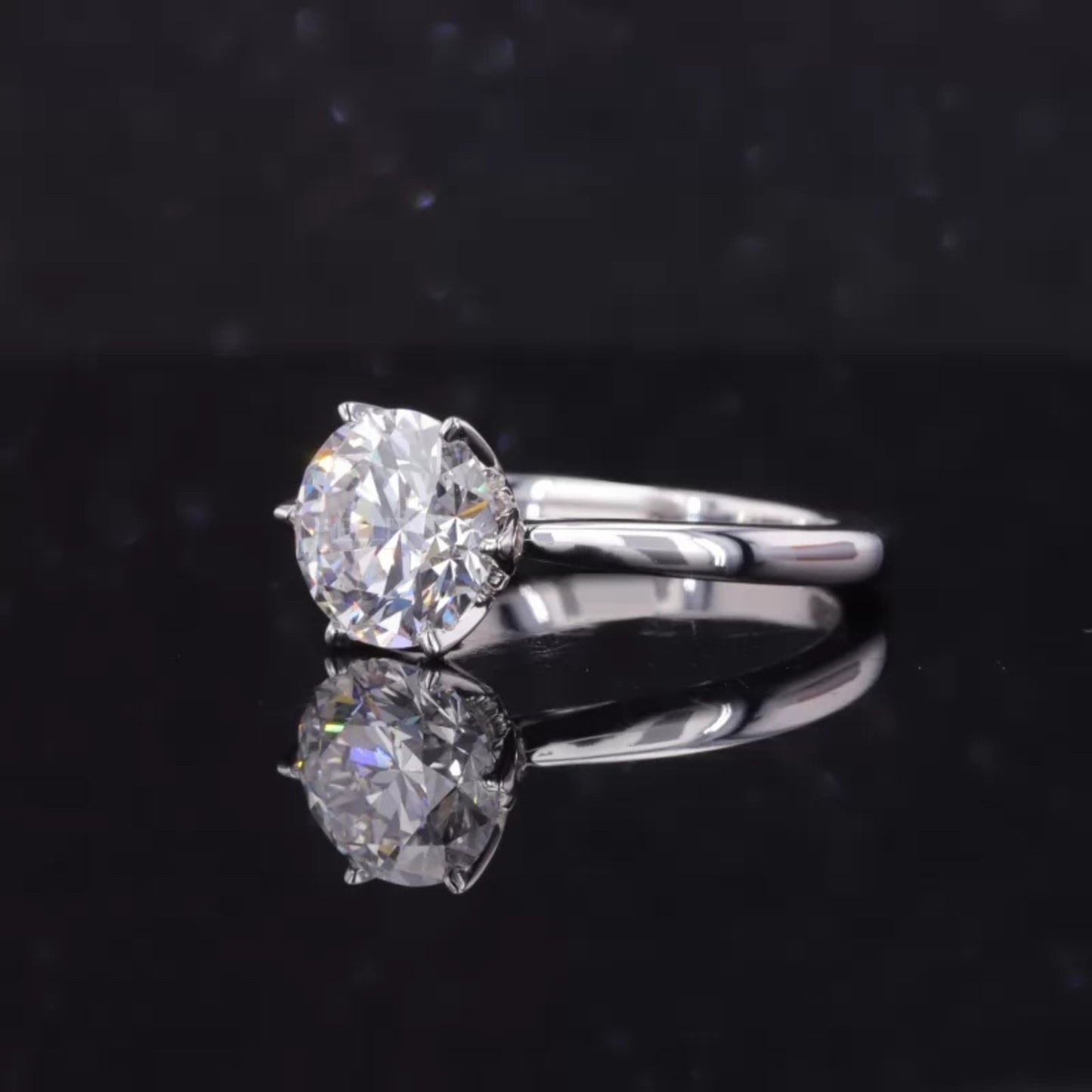 Round Cut Solitaire Moissanite Sterling 925 Engagement Ring