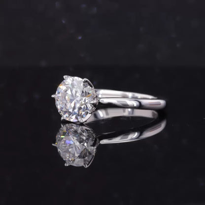 Round Cut Solitaire Moissanite Sterling 925 Engagement Ring