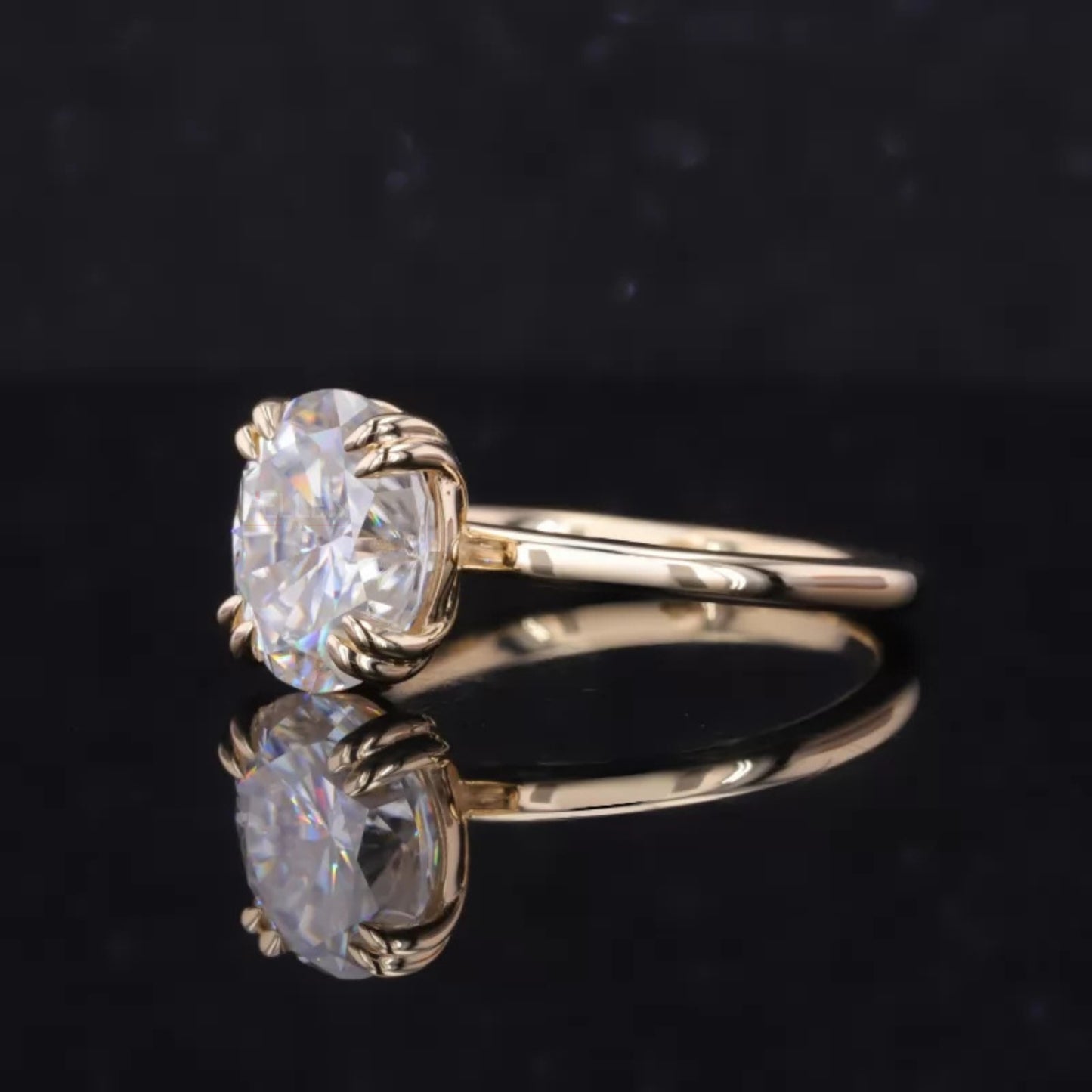 Oval Cut Moissanite Double Prong Solitaire Engagement Ring