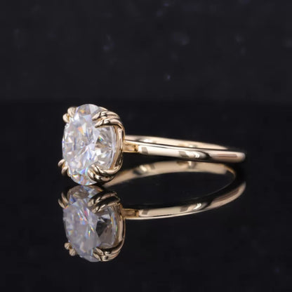 Oval Cut Moissanite Double Prong Solitaire Engagement Ring