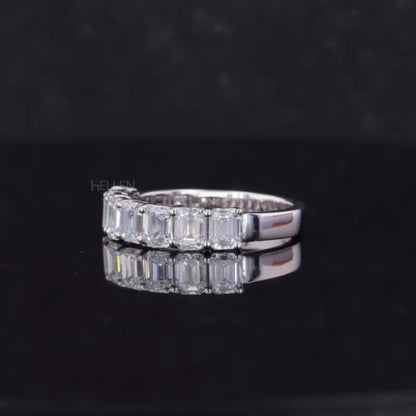 Emerald Cut  Moissanite Sterling 925 Anniversary Band
