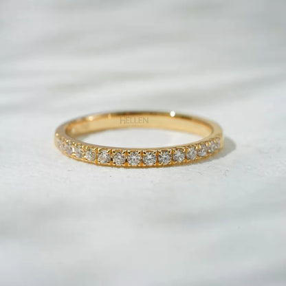 Round Cut Micro Pave Half Eternity Wedding Ring