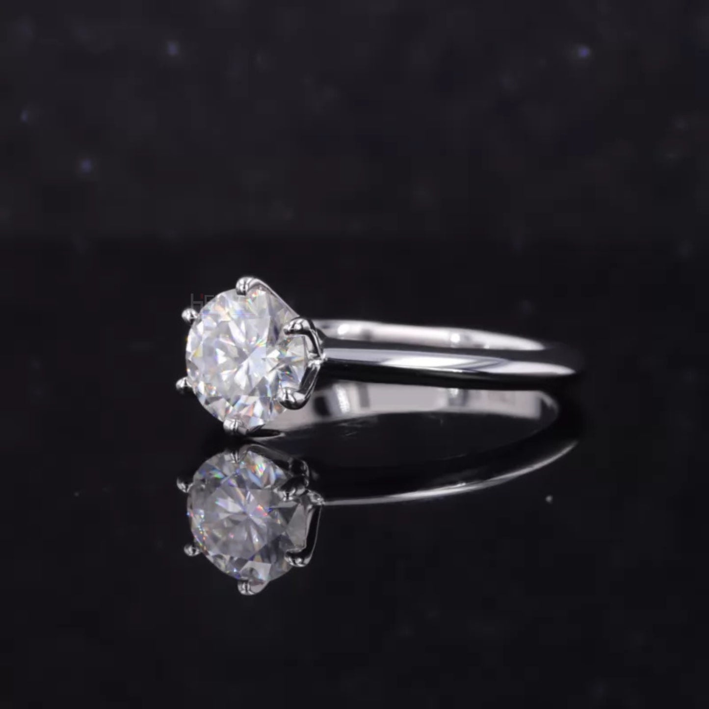 Round Cut Solitaire Moissanite Crown Setting Engagement Ring