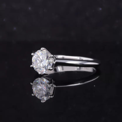 Round Cut Solitaire Moissanite Crown Setting Engagement Ring