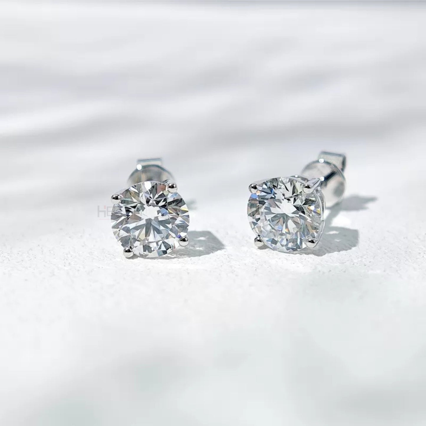 Brilliant Round Cut Solitaire Moissanite Studs-Sterling 925