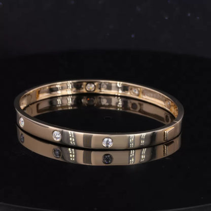 Gold-Plated Moissanite Iconic Band Bangle Bracelet