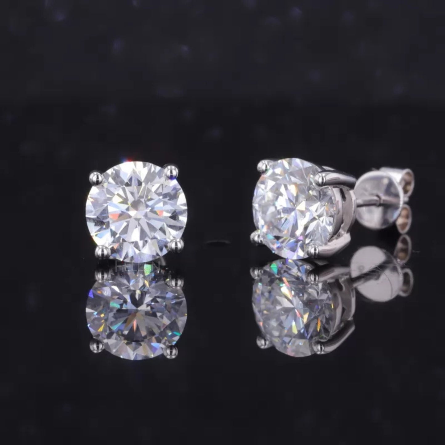 Brilliant Round Cut Solitaire Moissanite Studs-Sterling 925