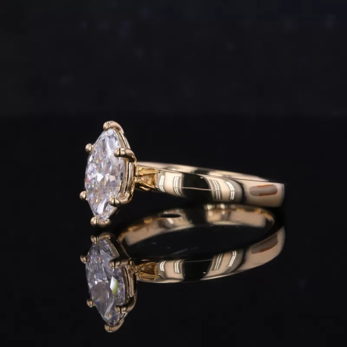 Marquise Colourless Moissanite Solitaire Engagement Ring