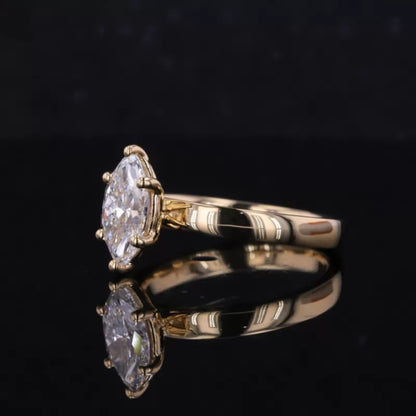Marquise Colourless Moissanite Solitaire Engagement Ring