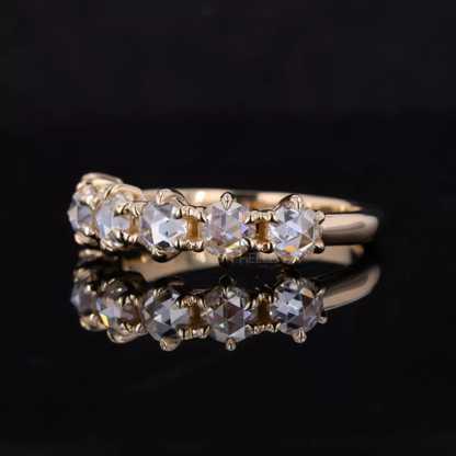 Rose Cut Moissanite Band with Unique Upside Down Setting.
