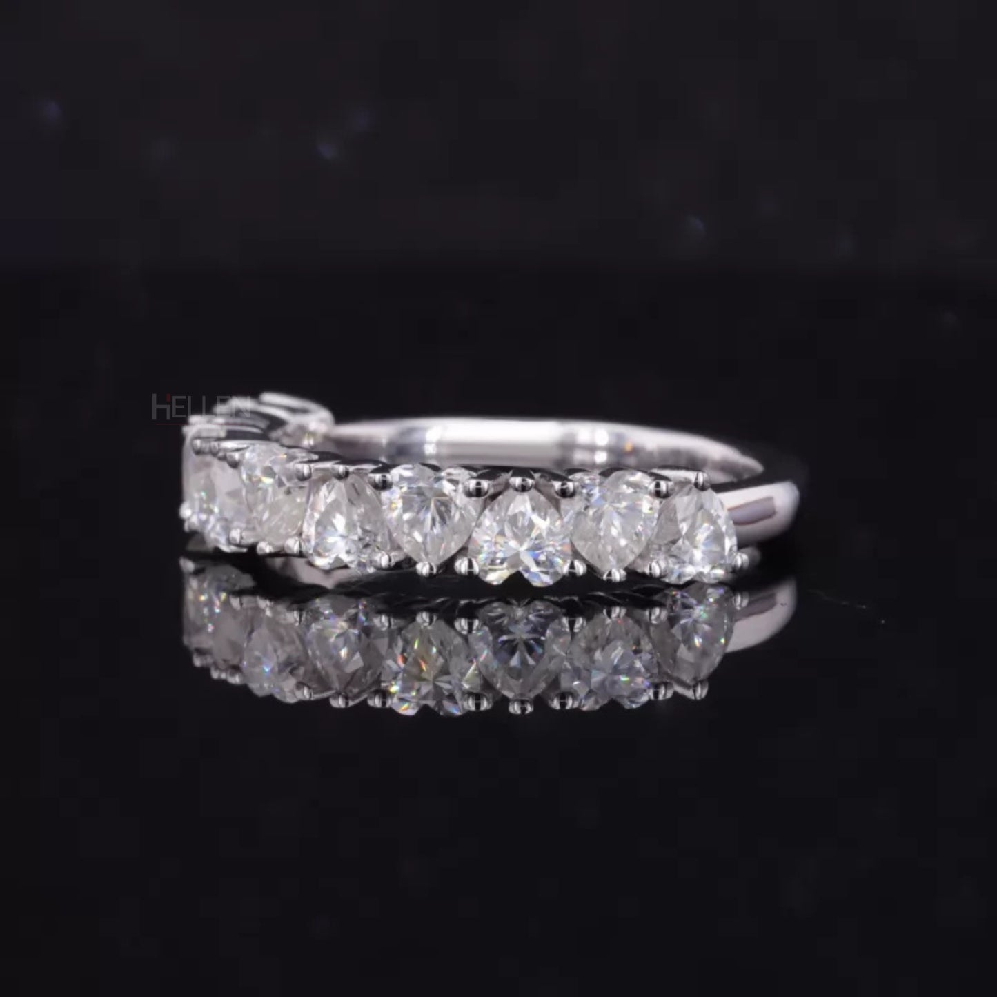 Heart Cut Moissanite Half Studded Anniversary Ring