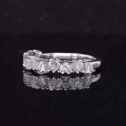 Heart Cut Moissanite Half Studded Anniversary Ring