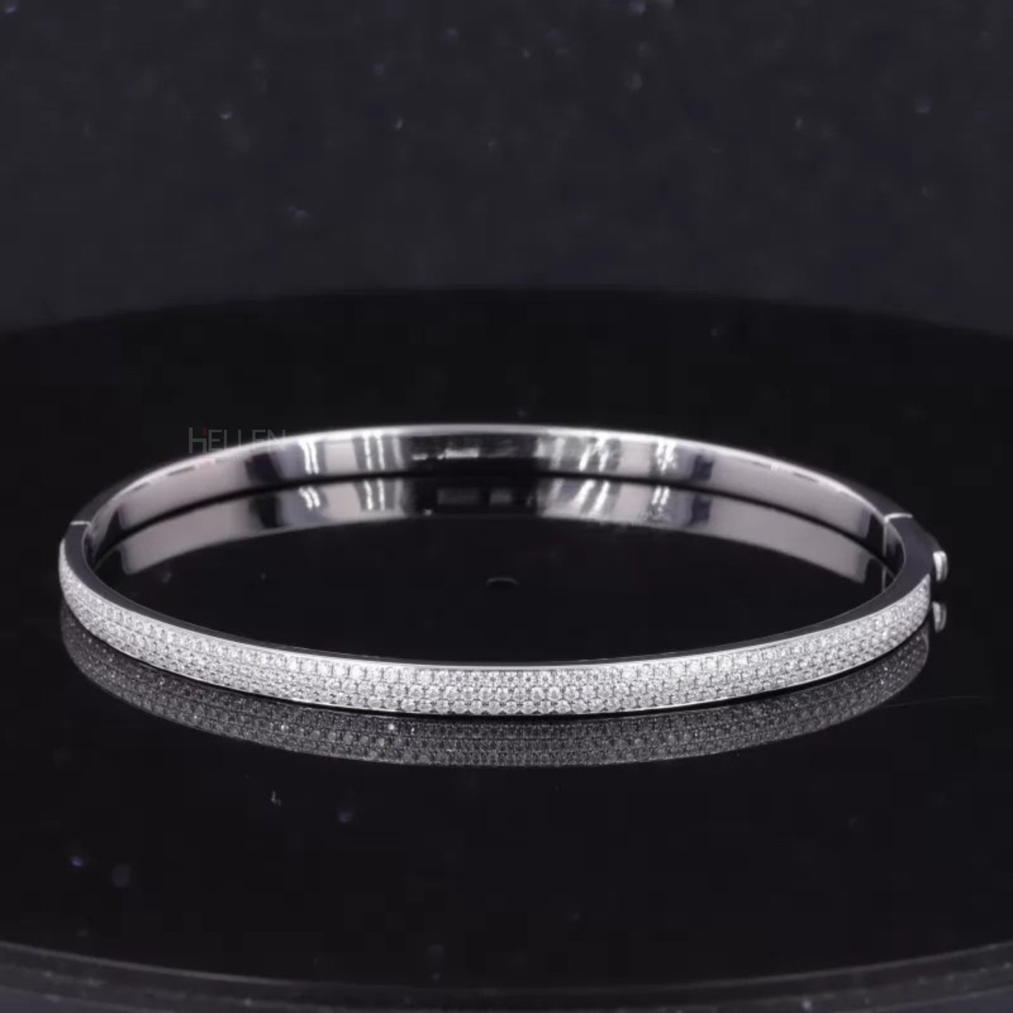 Round Cut Three-Line Moissanite Band Style Bangle Bracelet
