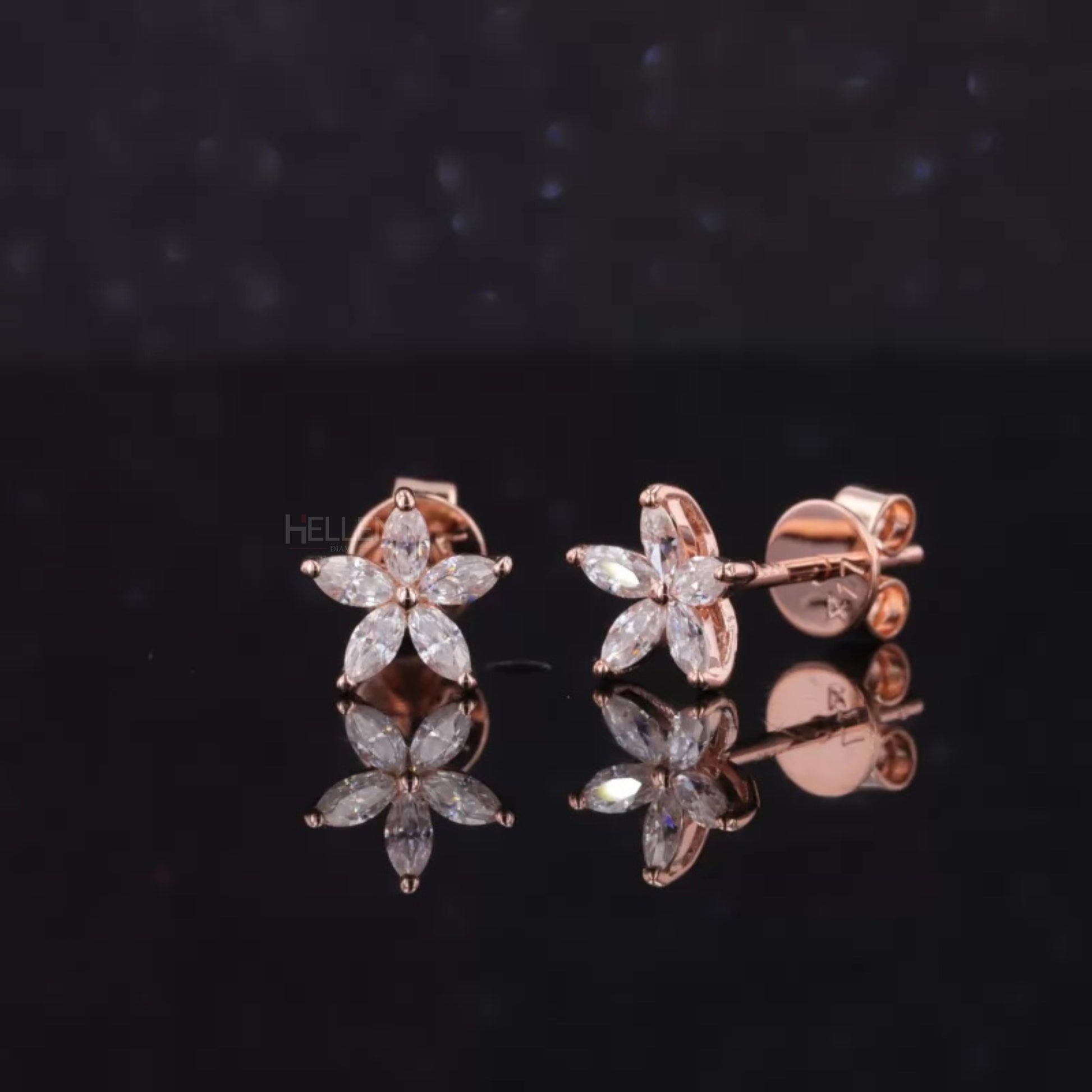 Nature-inspired marquise cut moissanite studs with leaf design – elegant daily sparkle