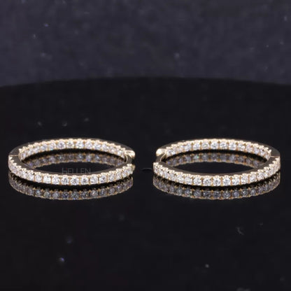 Pave Set Moissanite Huggies Hoop Earrings - Sterling Silver Luxury