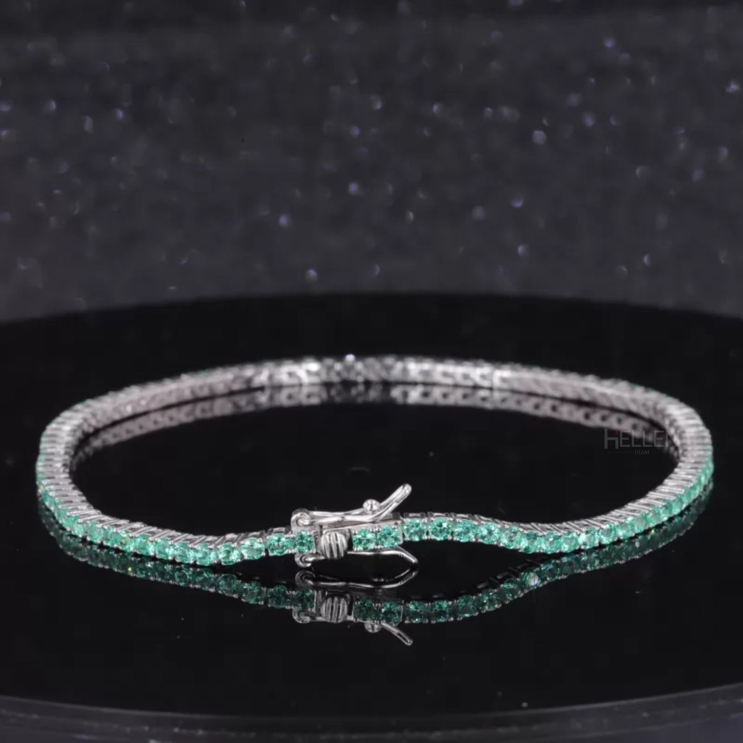 Green Round Semi Precious Gemstone Tennis Bracelet