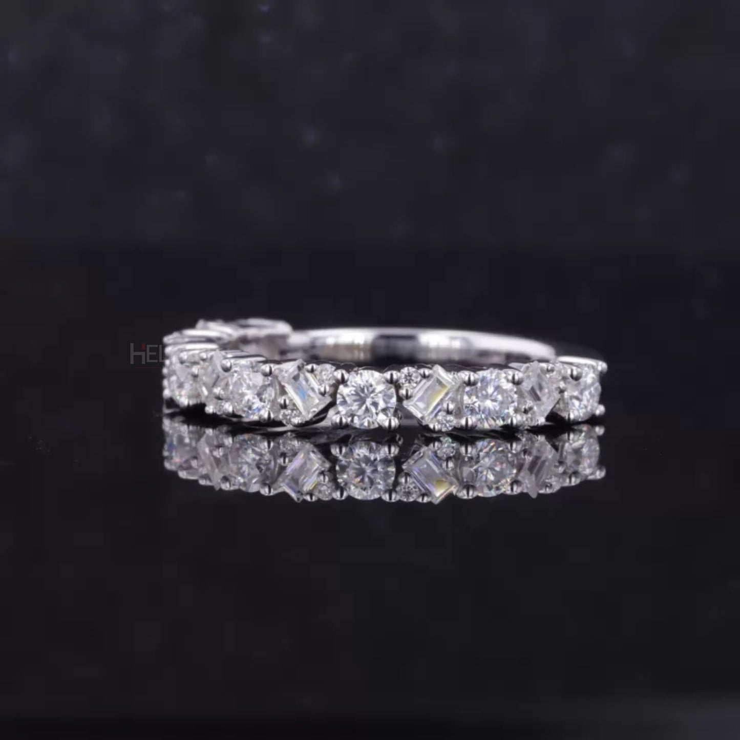 Baguette and Round Cut Moissanite Anniversary Ring