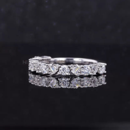 Baguette and Round Cut Moissanite Anniversary Ring
