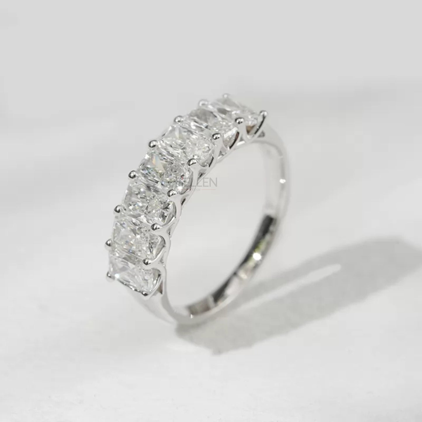 Radiant Cut  Moissanite Sterling 925 Half Eternity Band