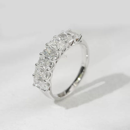 Radiant Cut  Moissanite Sterling 925 Half Eternity Band
