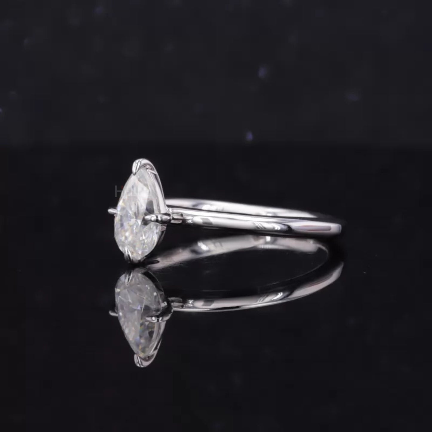 Pear Cut Solitaire Moissanite Tiger Prongs Engagement Ring