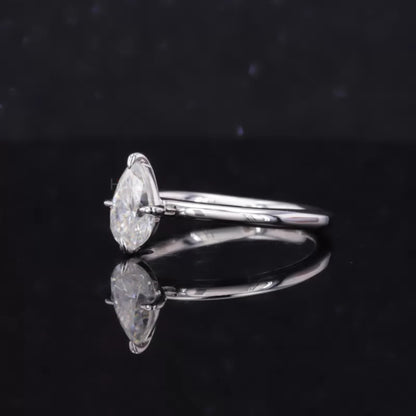 Pear Cut Solitaire Moissanite Tiger Prongs Engagement Ring