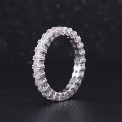 Princess Cut Full Eternity Wedding Band With strong Four Prongs