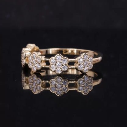 Floral Illusion Round Diamond Cluster Wedding Band