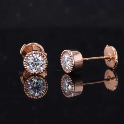 Bezel Setting Miligrain Round Studs