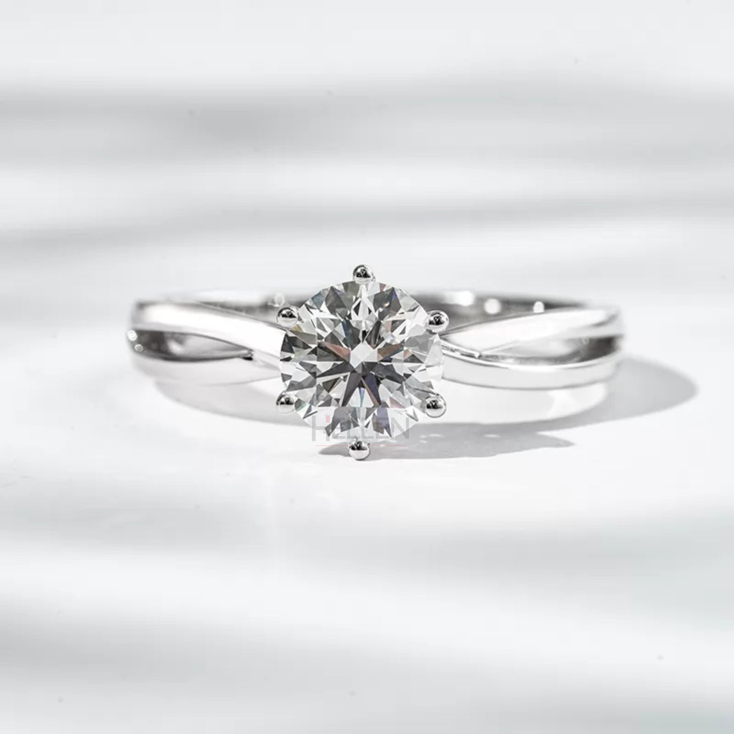 Solitaire Round Split Shank Iconic 6 Prong Engagement Ring