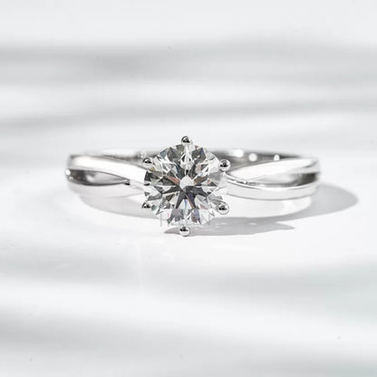 Solitaire Round Split Shank Iconic 6 Prong Engagement Ring