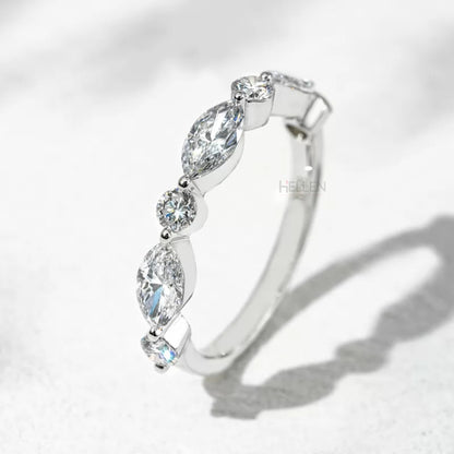 Marquise and Round Cut Moissanite Eternity Band