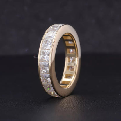 Princess Cut Moissanite Channel Setting Full Eternity Wedding Band