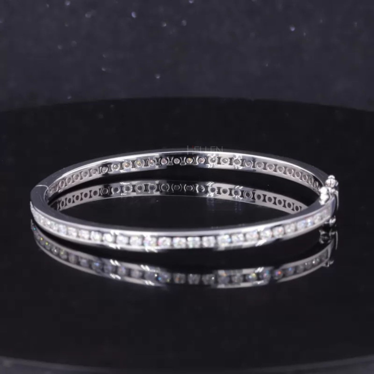 Round Cut Full Channel Setting Moissanite Bangle Bracelet